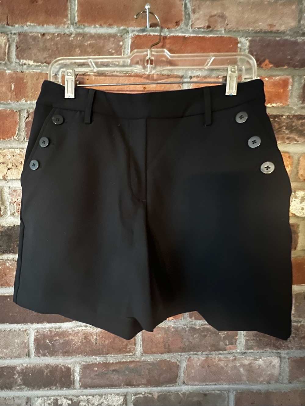 Rachel Zoe Black Button-Detail Shorts